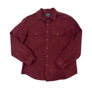 J. Crew Oarsman Mens Chamois Shirt Burgundy Maroon Cotton Flannel Medium Pockets